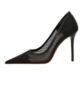 Geometric Designed Mesh Stiletto Heels EU 33 / Black / 9.5CM